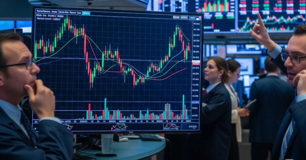 A stock market trading floor
