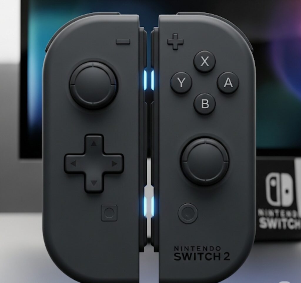 Close-up of the new magnetic Joy-Con controllers for the Nintendo Switch 2